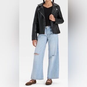 NWT Girls' Faux Leather Moto Jacket - Art Class™ Black - Small